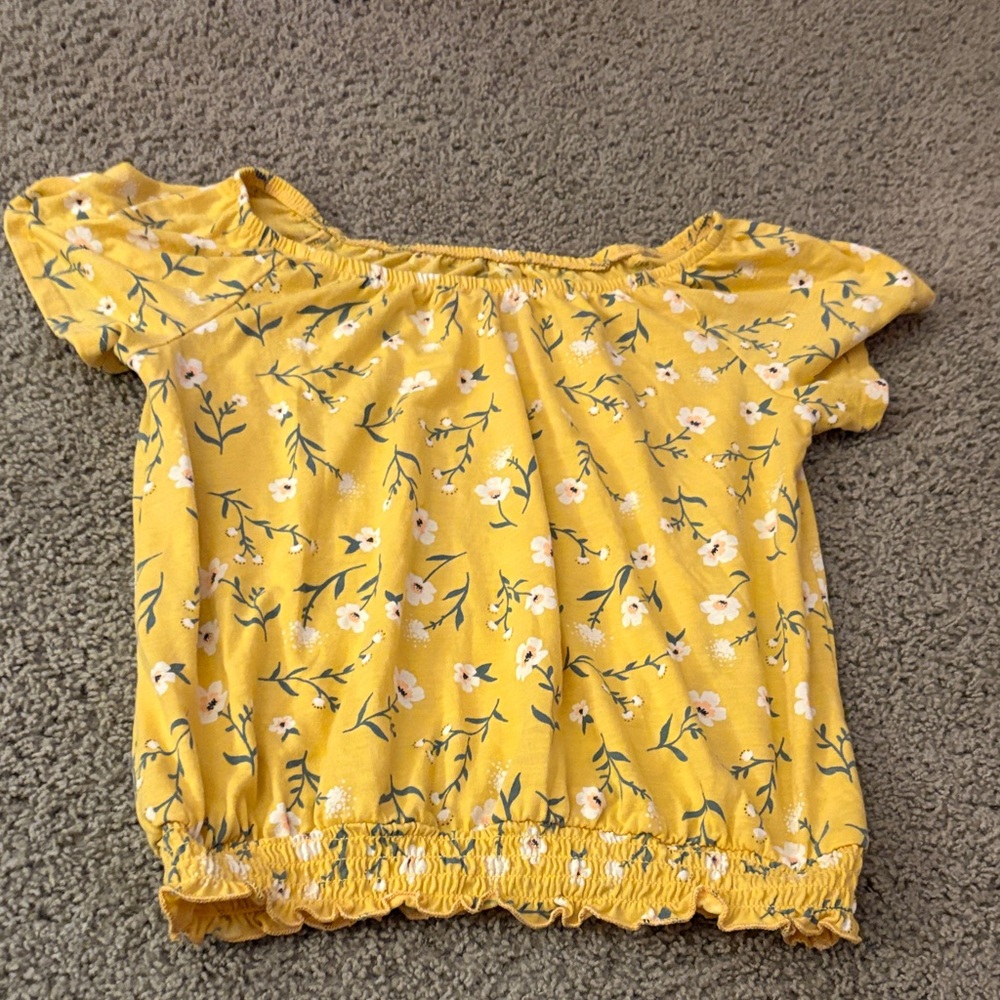 SO Mustard Floral Off-Shoulder Top